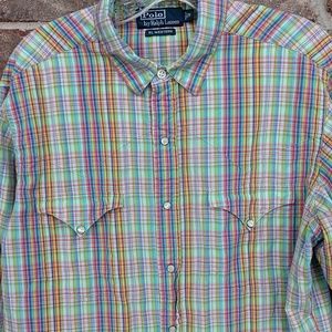 Polo Ralph Lauren M Western Pearl Snap Button Down